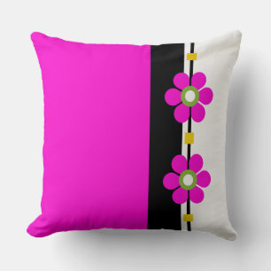 Pink Mid Century Modern Flower Power Throw Pillow