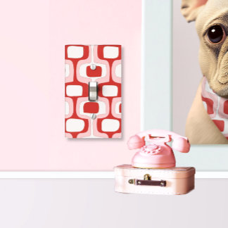 Pink Mid-Century Modern Geometric Light Switch Cover