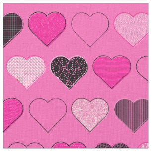 Pink Mid Century Modern Hearts Fabric