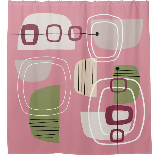 Pink Mid Century Modern Shower Curtain | Zazzle
