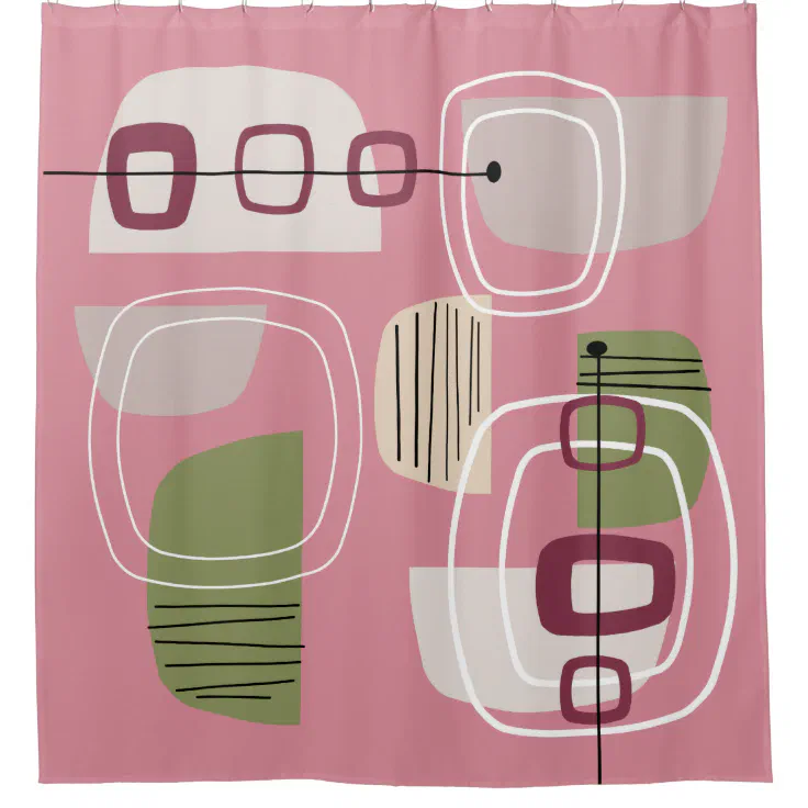 Pink Mid Century Modern Shower Curtain Zazzle
