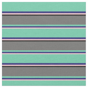 Pink, Midnight Blue, Aquamarine, Dim Gray & Black Fabric