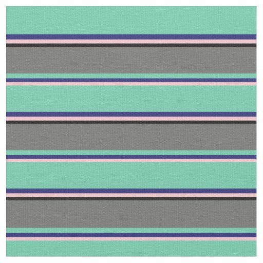 Pink, Midnight Blue, Aquamarine, Dim Gray & Black Fabric