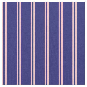 Pink & Midnight Blue Colored Stripes Fabric