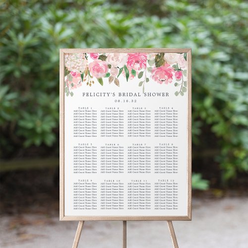 Pink Midsummer Floral Bridal Shower Seating Chart