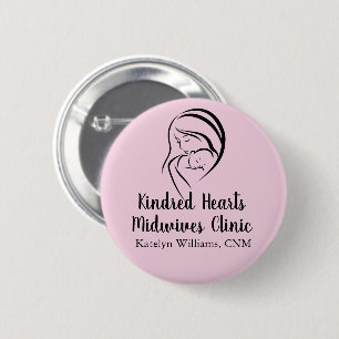 Pink Midwife Services Mom & Baby Birth Center Button