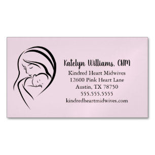 Pink Midwife Services Mom & Baby Doula Business Card Magnet
