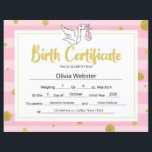 Pink Milestone Certificate Baby Birth Certificate<br><div class="desc">No matter the size of the milestone, celebrate it as if it’s the biggest ever. Our Pink Milestone Certificate Baby Birth Certificate Award was crafted with these sentiments. Show your new baby off to the world. Our Pink Milestone Certificate Baby Birth Certificate Award is customizable so that you can make...</div>