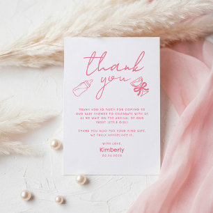 Pink Milk Bottle Champagne Baby Shower Thank You Card