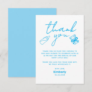 Pink Milk Bottle Champagne Baby Shower Thank You Card