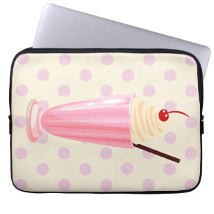 Pink Milkshake and Polka Dots Laptop Sleeve