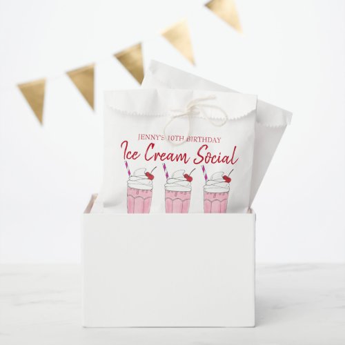 Pink Milkshake Ice Cream Social Birthday Party Favor Bag