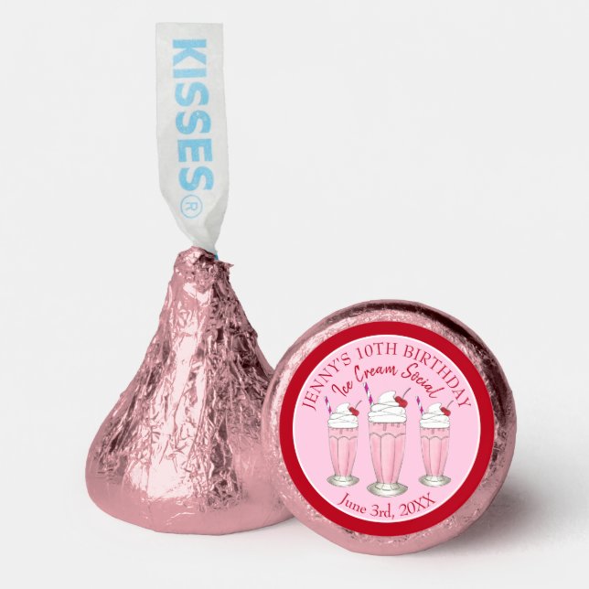 Pink Milkshake Ice Cream Social Birthday Party Hershey®'s Kisses® (Front)