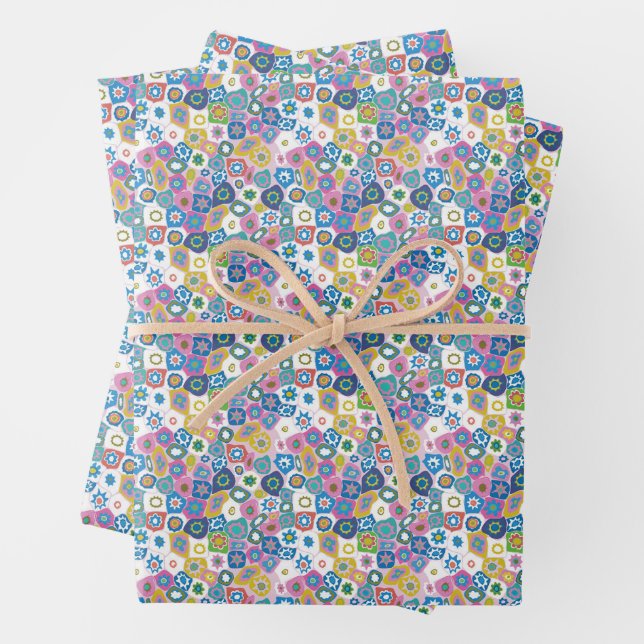 Pink Millefiori Inspired Pattern Gift Wrap (In situ)