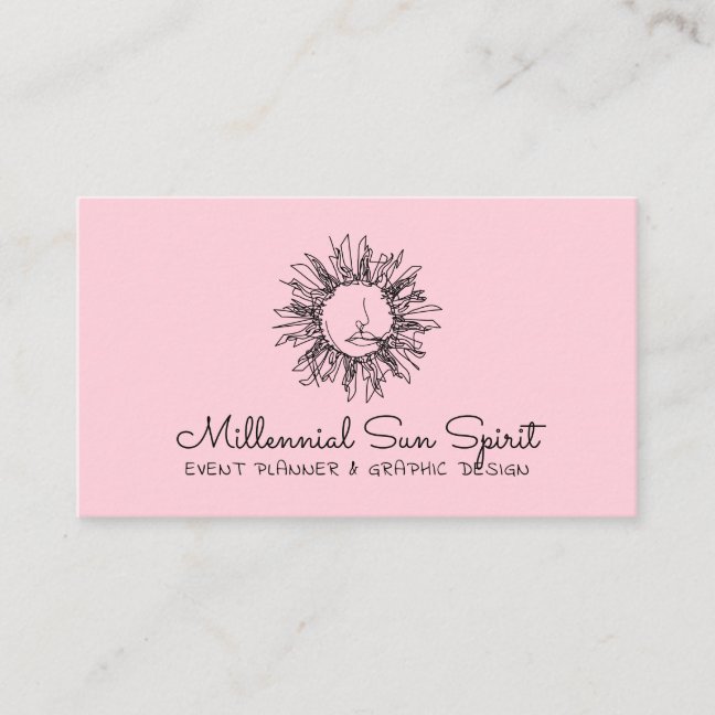 Pink Millennial Abstract Spiritual Celestial Sun Business Card