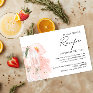 Pink Mimosa Bridal Shower Recipe Request Invitation