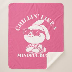Pink "Mindful Bunny" Cozy Sherpa Blanket