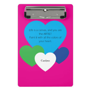 Pink Mini Clipboard w/ Hearts