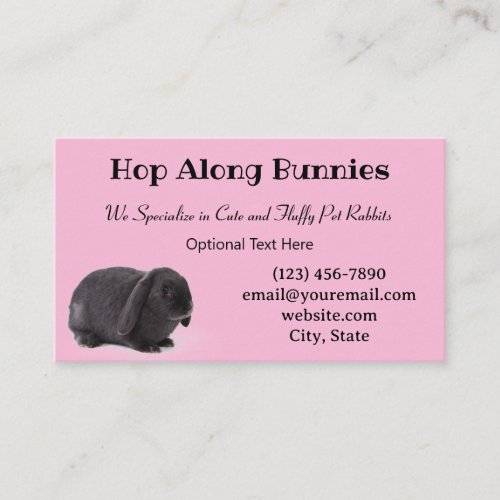 Pink Mini Lop Bunny Rabbit Breeder Business Card
