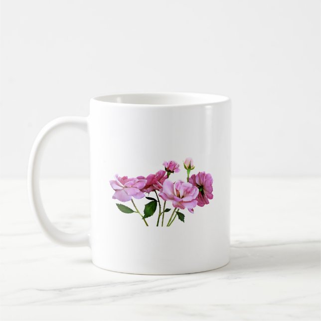 Pink Miniature Roses Coffee Mug (Left)