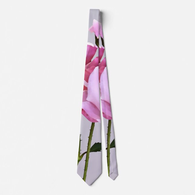 Pink Miniature Roses Neck Tie (Front)