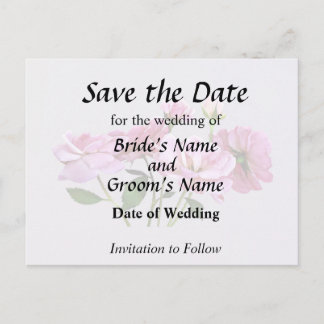 Pink Miniature Roses Wedding Supplies Announcement Postcard