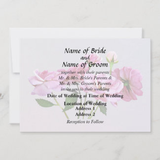 Pink Miniature Roses Wedding Supplies Invitation