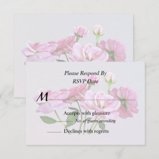 Pink Miniature Roses Wedding Supplies RSVP Card