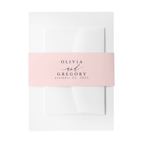 Pink Minimal Modern Wedding Invitation Belly Band