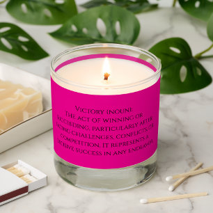 Pink Minimal Motivational Quote Victory Word Scented Candle