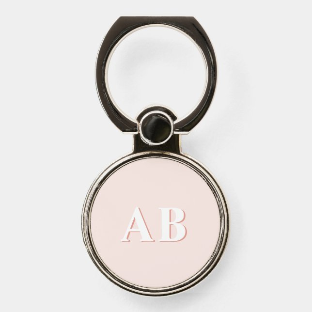 Pink Minimal Personalized Monogram Initials Phone Ring Stand (Front)