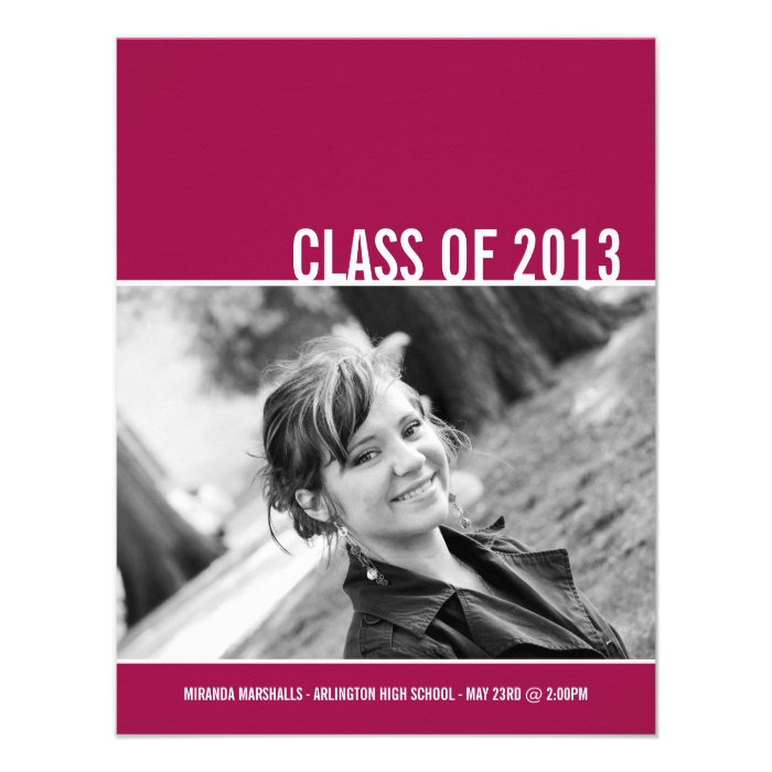 Pink Minimal  Photo Graduation Announcements