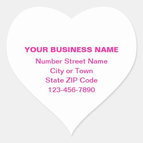 Pink Minimal Plain Texts of Brand on White Heart Sticker