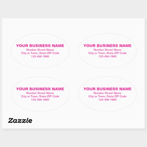 Pink Minimal Plain Texts of Brand on White Oval Sticker