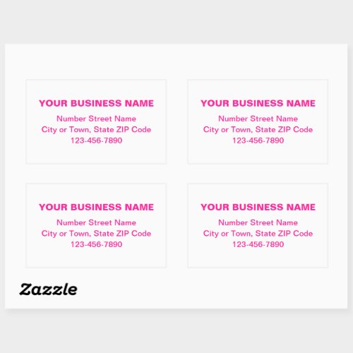 Pink Minimal Plain Texts of Brand on White Rectangular Sticker