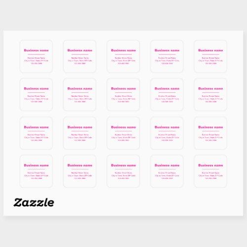 Pink Minimal Plain Texts of Brand on White Square Sticker