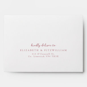 Pink Minimal Script Self-Addressed Cherry Blossom Envelope