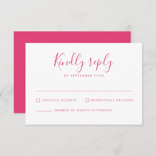 Pink Minimal Wedding RSVP Card