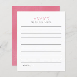 Pink Minimalist Baby Shower Advice Card