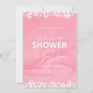 Pink Minimalist Baby Shower Invitation
