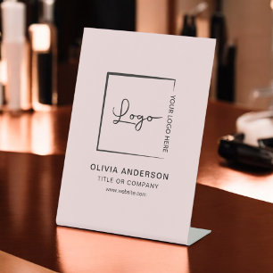 Pink Minimalist Business Logo Professional Modern Pedestal Sign