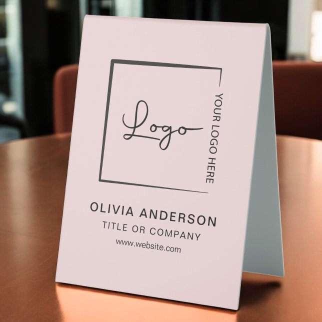 Pink Minimalist Business Logo Professional Modern Table Tent (Creator Uploaded)