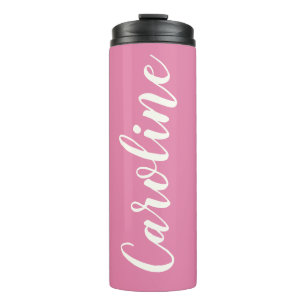 Pink Minimalist Calligraphy Personalized Name   Thermal Tumbler