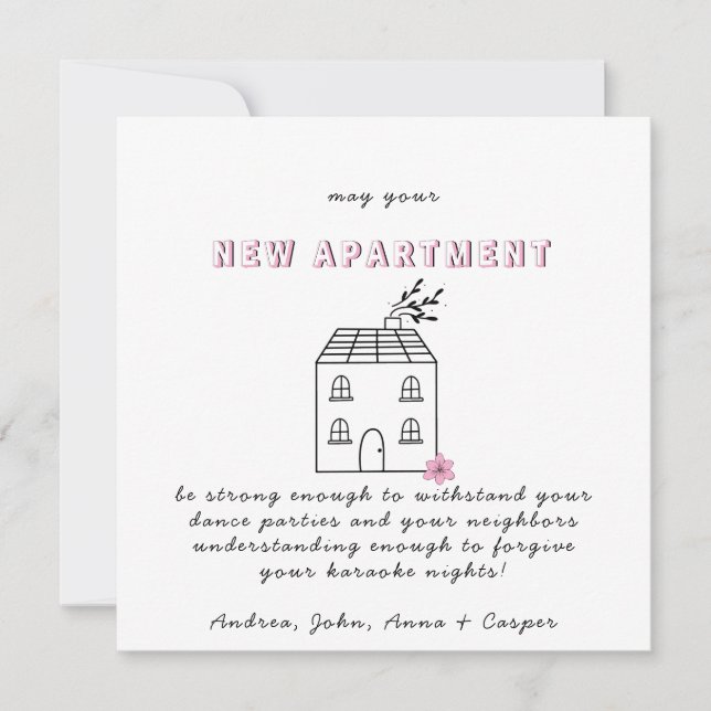 PINK MINIMALIST  Congrats On Your New Apartment Holiday Card (Front)