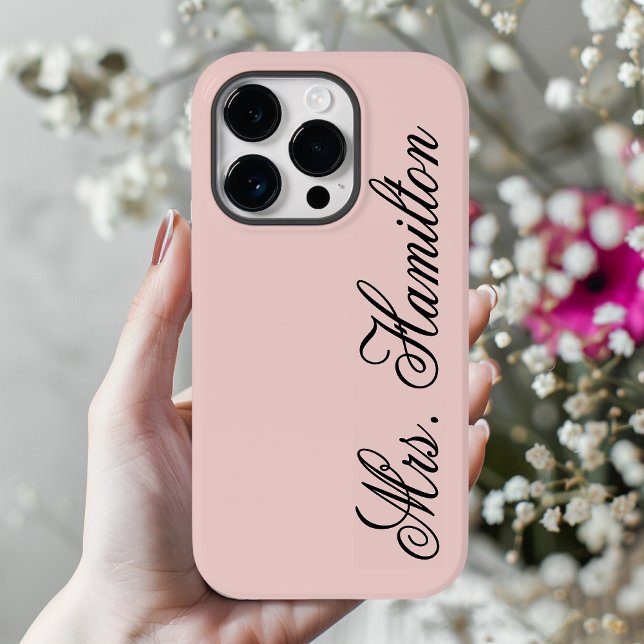 Pink Minimalist Custom Name Phone Case for Women (pink minimalist phone case, personalized phone case, custom name phone case, teacher gift phone case)