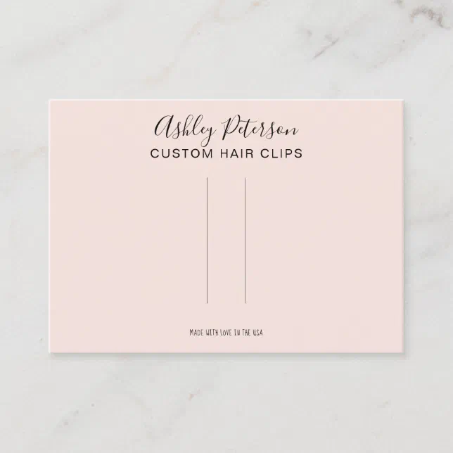 Pink minimalist elegant hair clip barrette display business card Zazzle