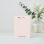 Pink minimalist elegant jewelry earring display business card (Standing Front)