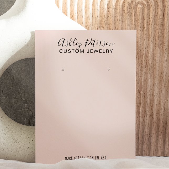 Pink minimalist elegant jewelry earring display business card