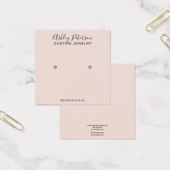 Pink minimalist elegant stud earring display (Office)