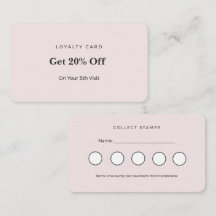 Pink Minimalist Esthetician Loyalty Punch Card